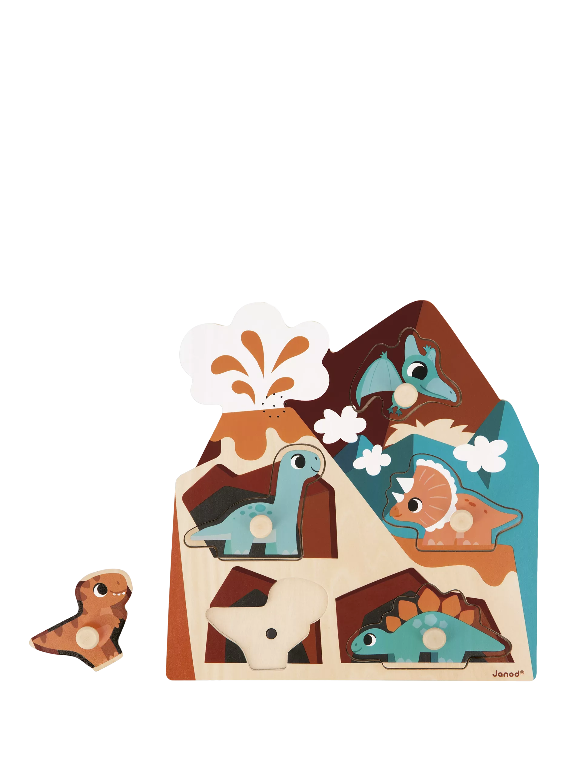 Janod Dinosaur Wooden Sound Jigsaw Puzzle, 5 Piece