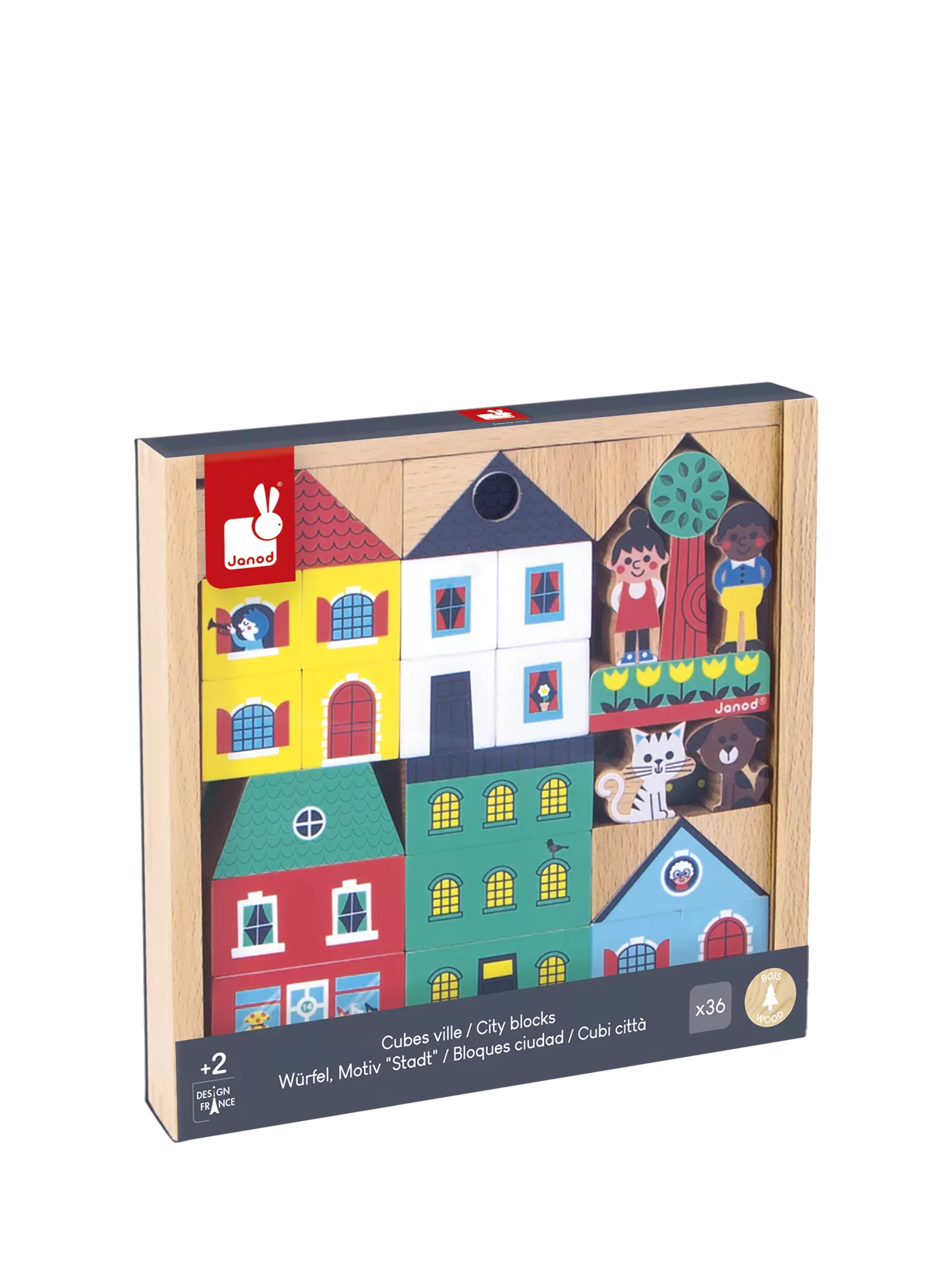 Janod wooden blocks set 38-piece - British product