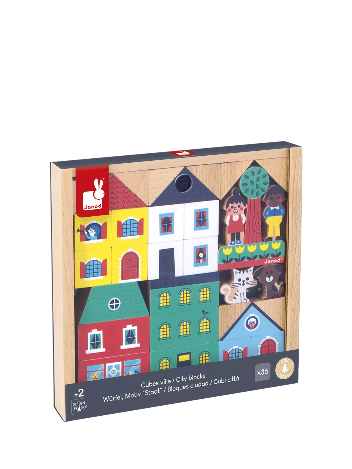 Janod wooden blocks set 38-piece - British product