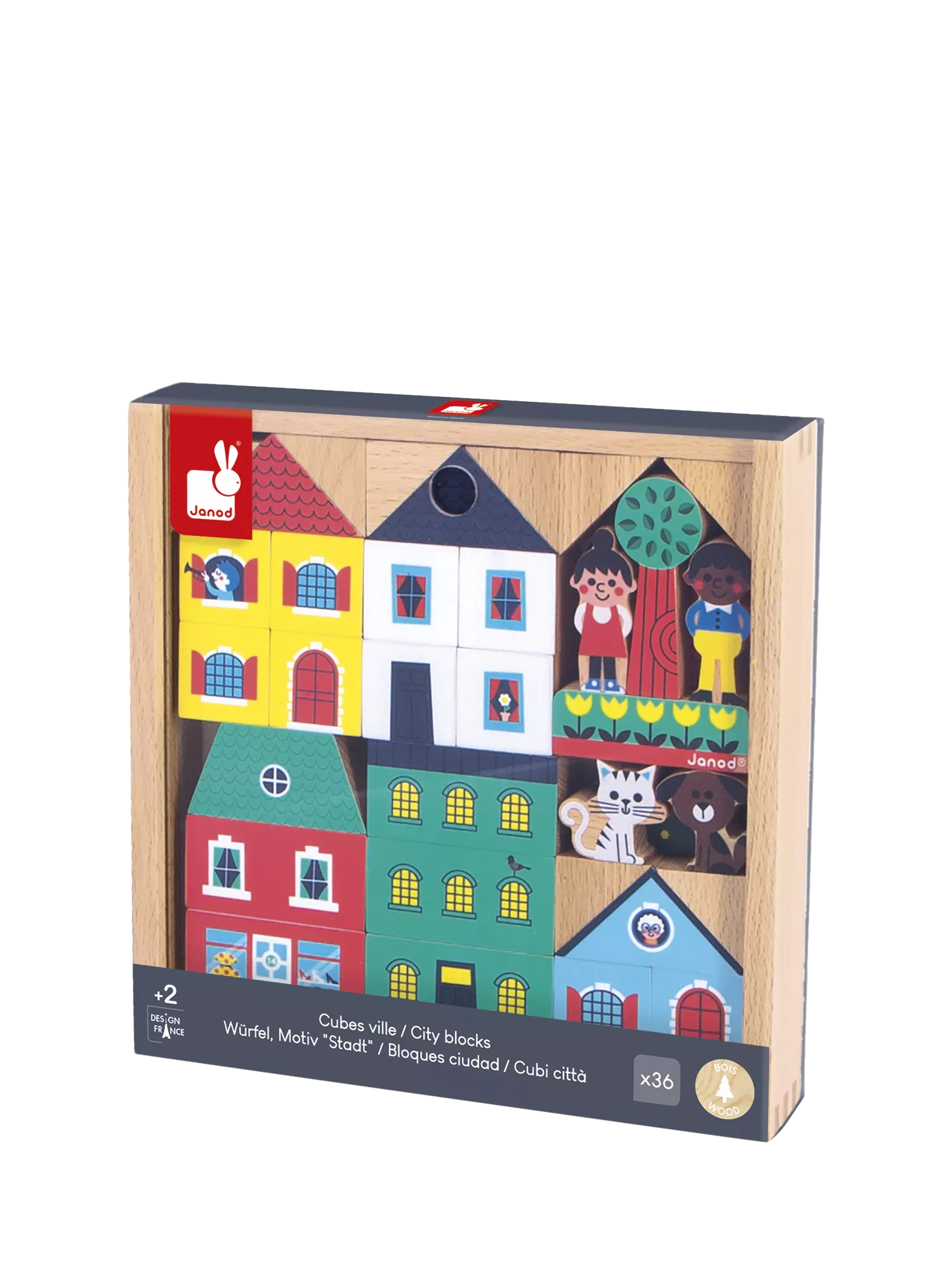 Janod wooden blocks set 38-piece - British product