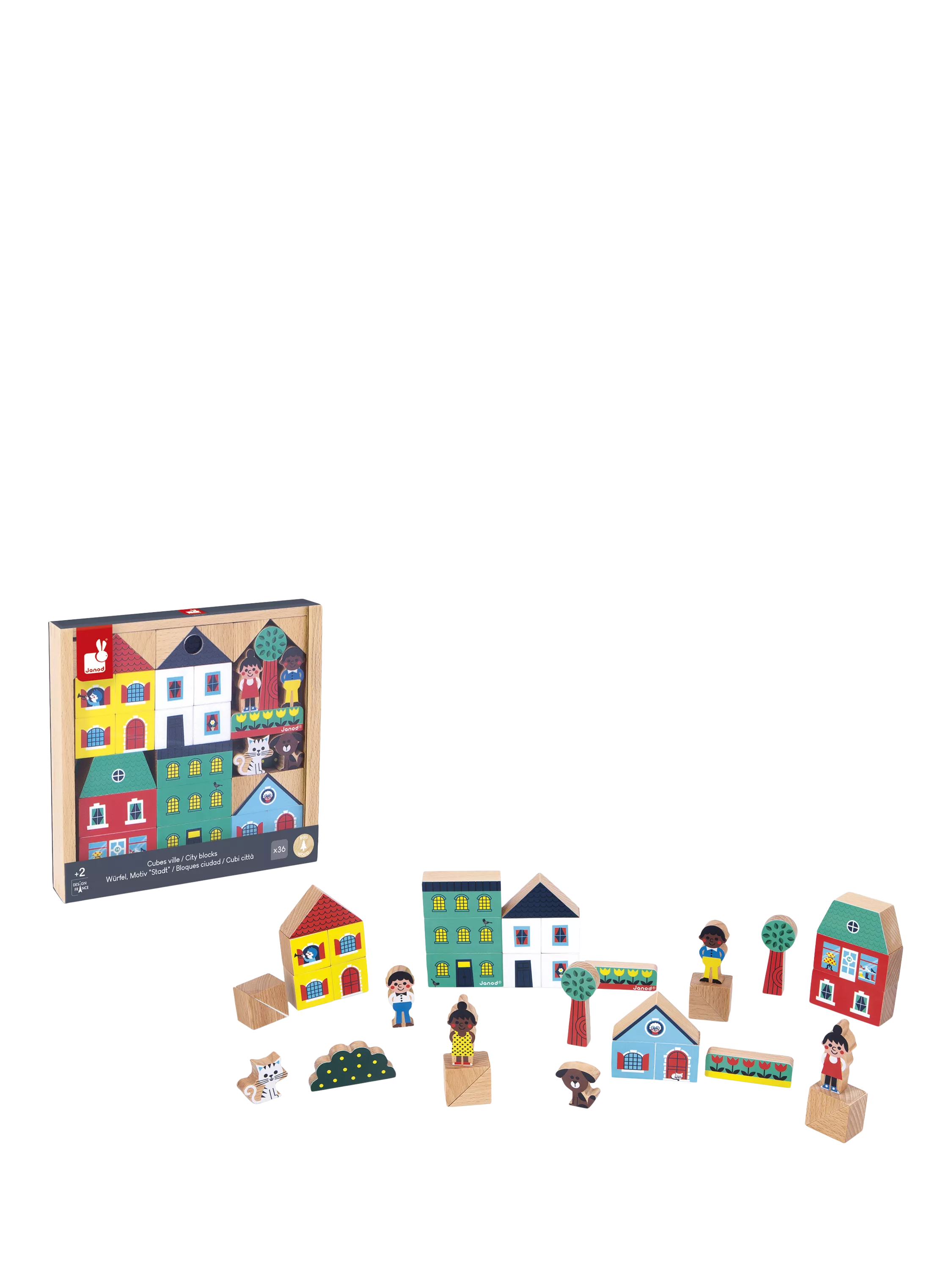 Janod wooden blocks set 38-piece - British product