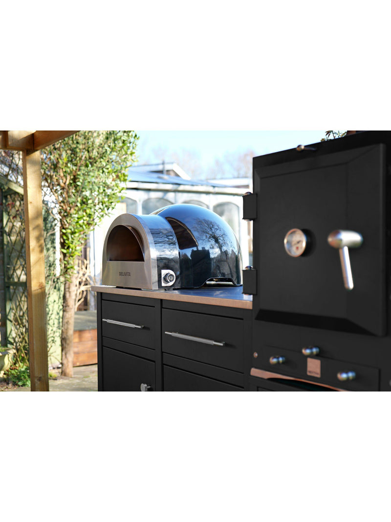 DeliVita dual fuel pizza oven red imported from the UK