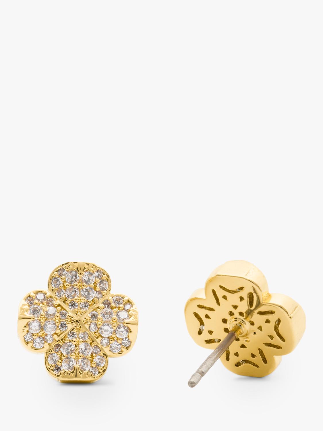 kate spade new york clover stud earrings clear/gold, imported from the UK