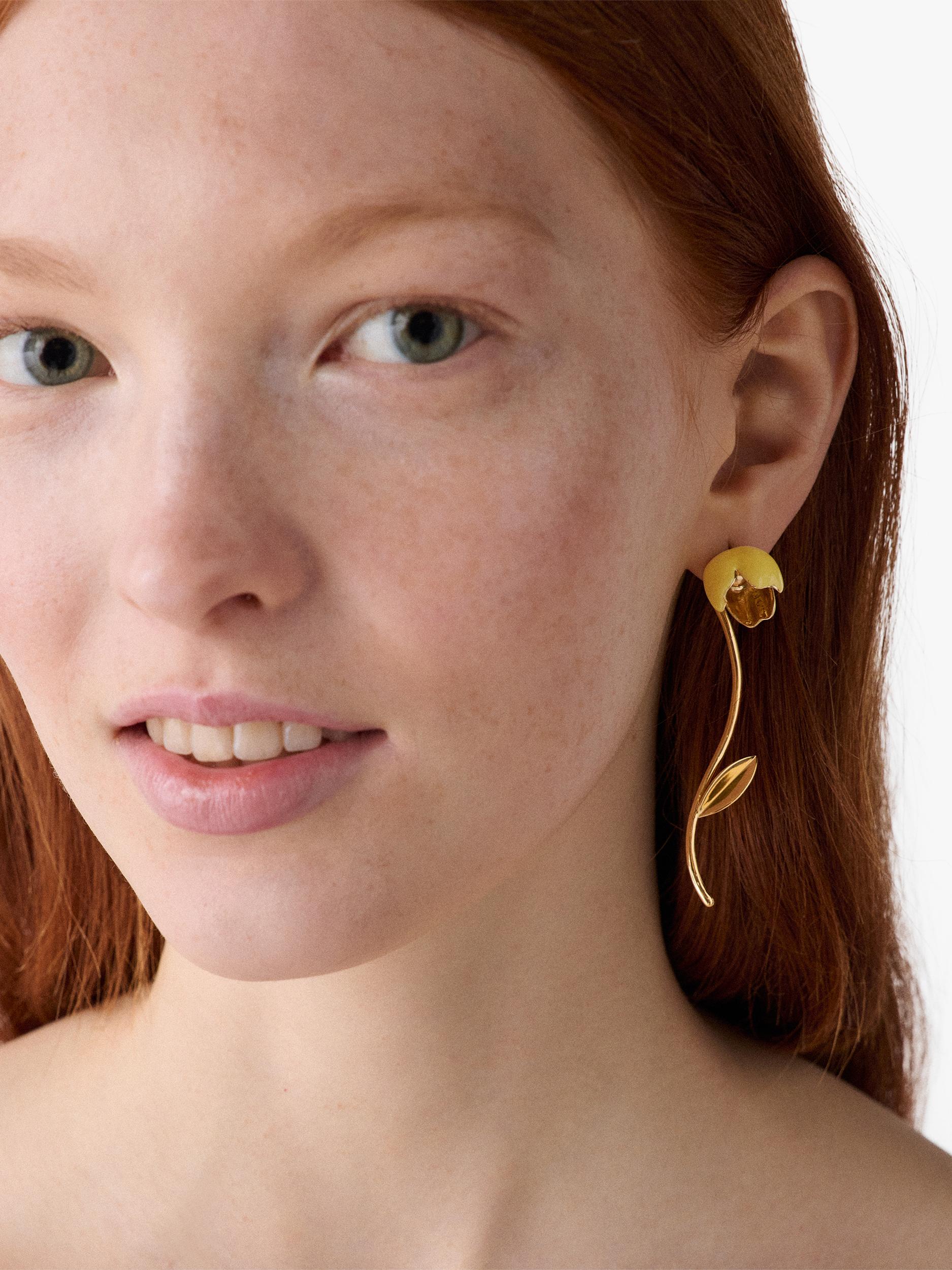 Kate Spade floral drop earrings in yellow - British product