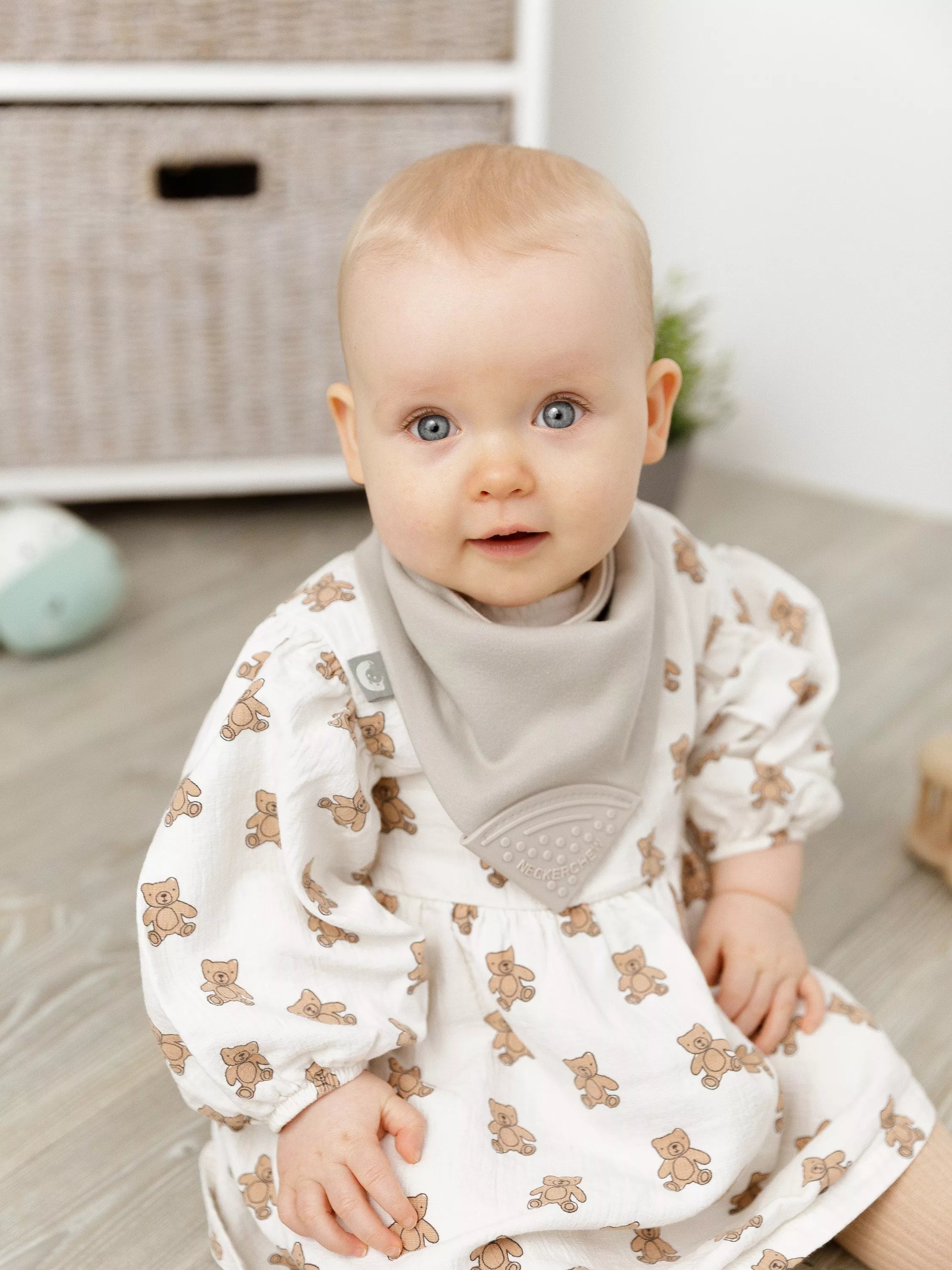 Cheeky Chompers Neckerchew teething dribble bib stone, UK version