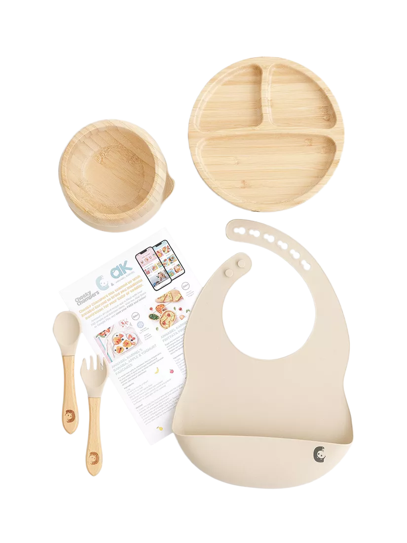 Cheeky Chompers weaning set sand 6-piece, UK version