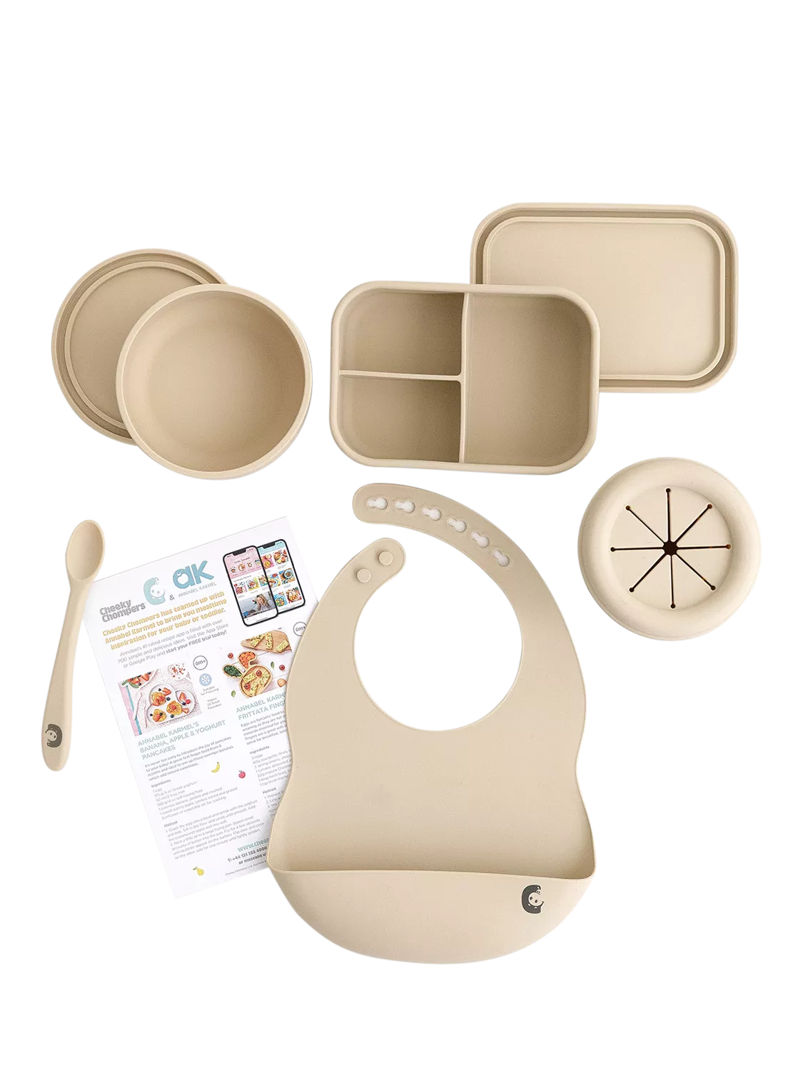 Cheeky Chompers silicone weaning set Sand, UK version