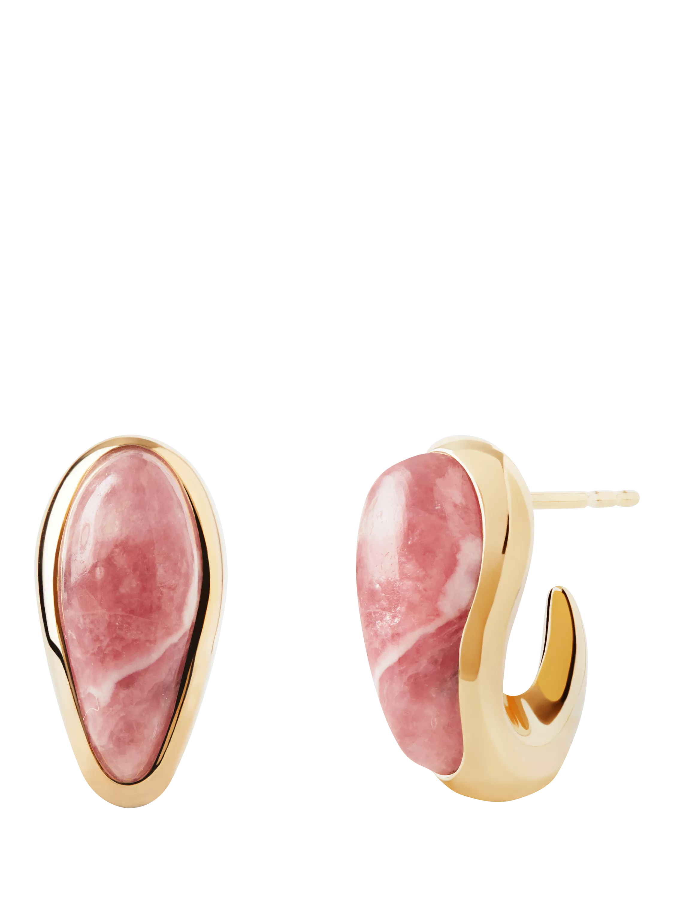 PDPAOLA rhodochrosite curved hoop earrings, imported from the UK