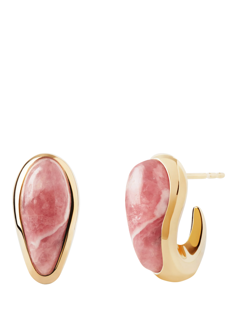 PDPAOLA rhodochrosite curved hoop earrings, imported from the UK