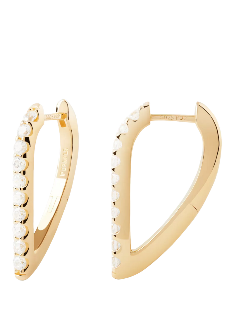 PDPAOLA asymmetric geo hoop earrings gold plated sterling silver - British product