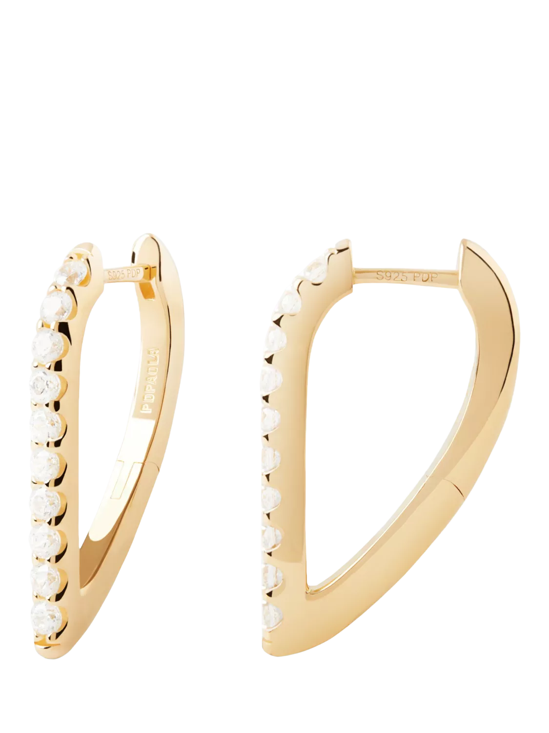 PDPAOLA asymmetric geo hoop earrings gold plated sterling silver - British product