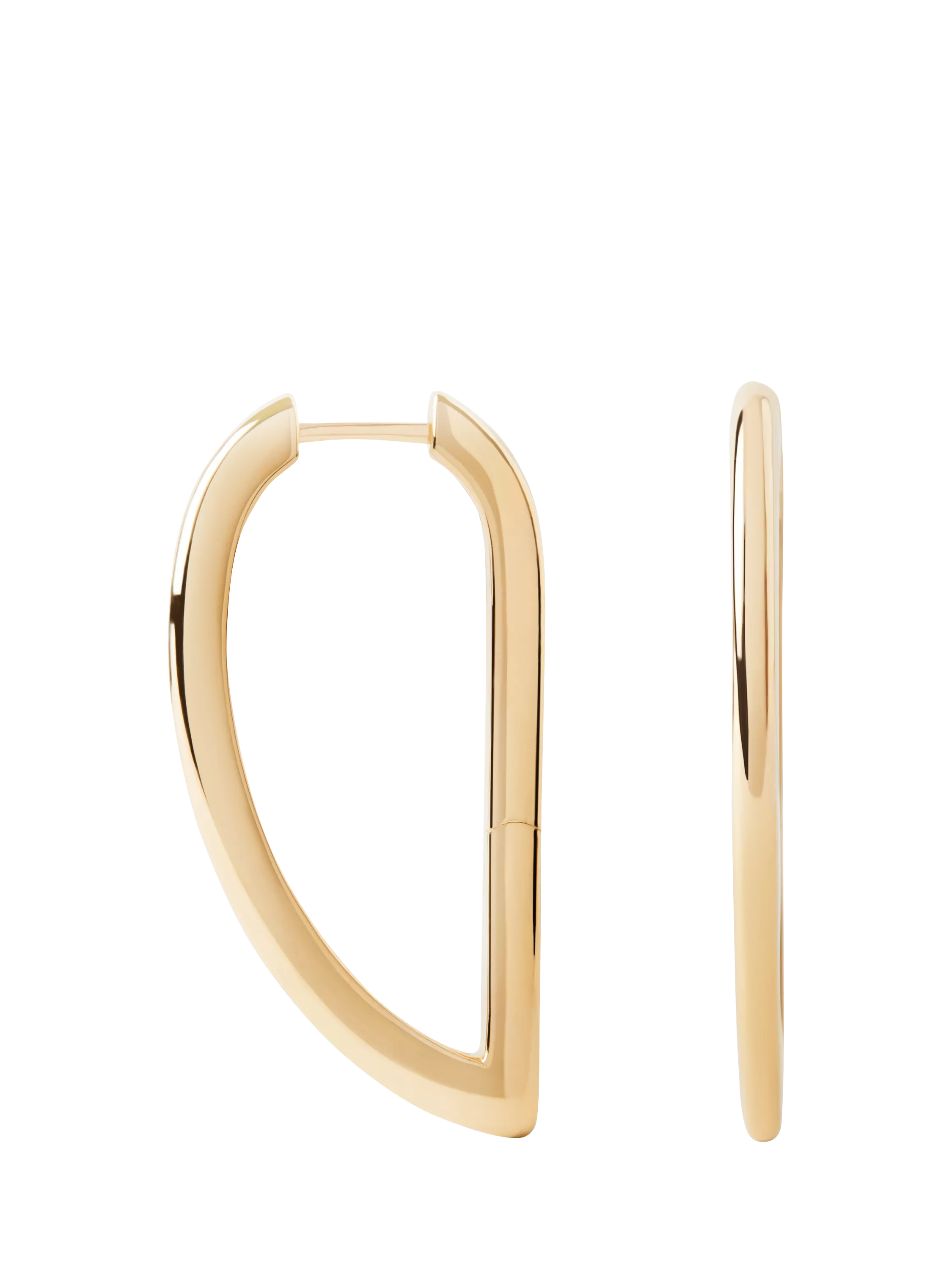 PDPAOLA large geometric hoop earrings in 18ct gold, UK version