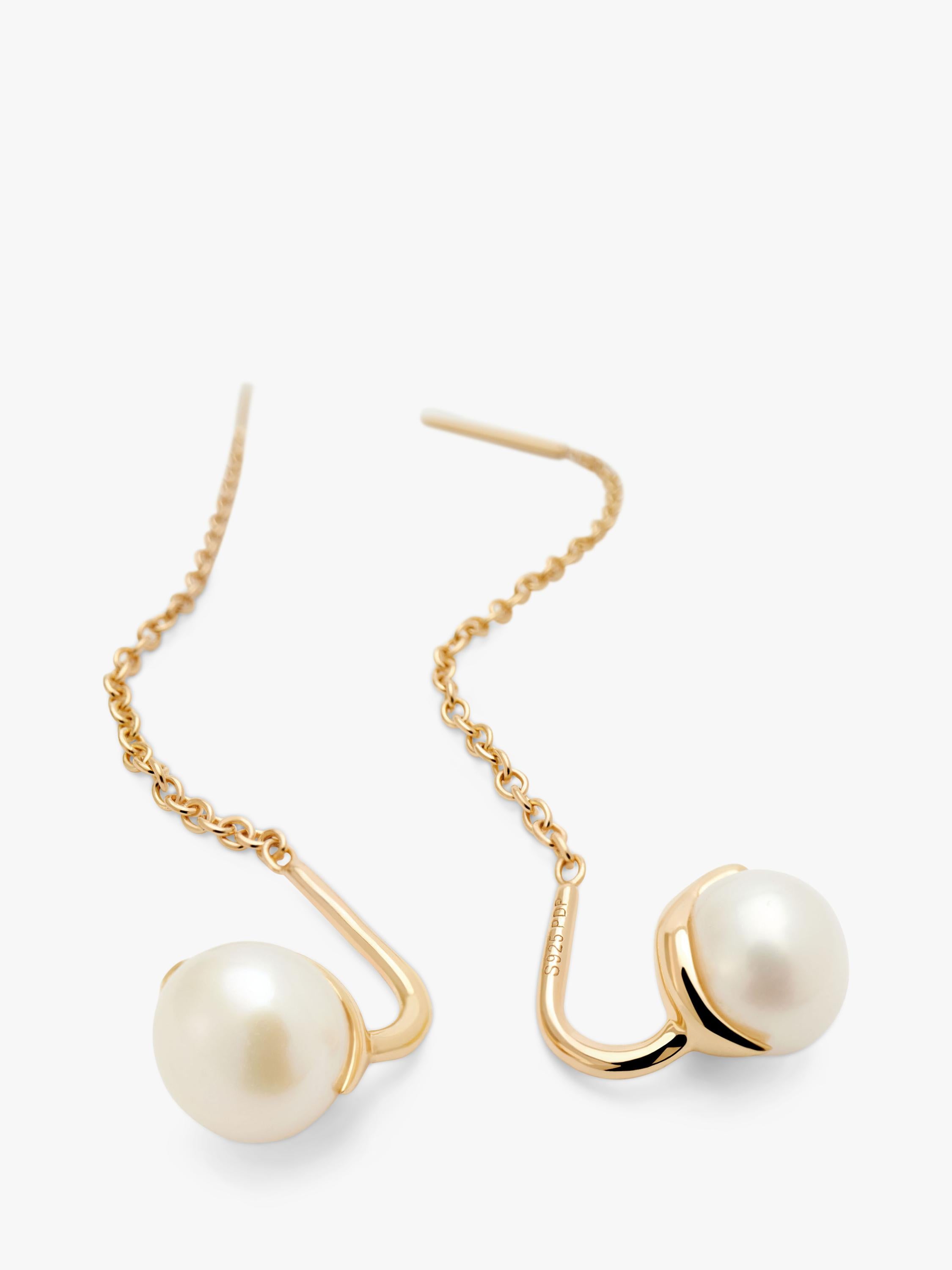 PDPAOLA Pearl Drop Earrings gold plated, imported from the UK