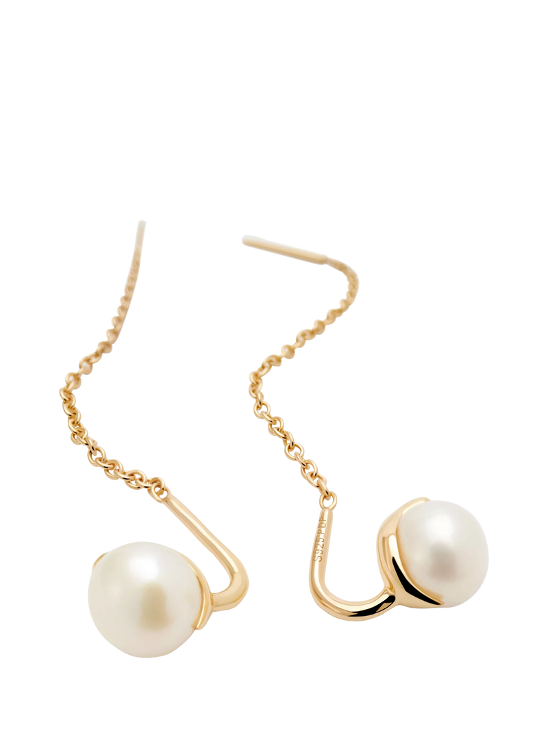 PDPAOLA Pearl Drop Earrings gold plated, imported from the UK