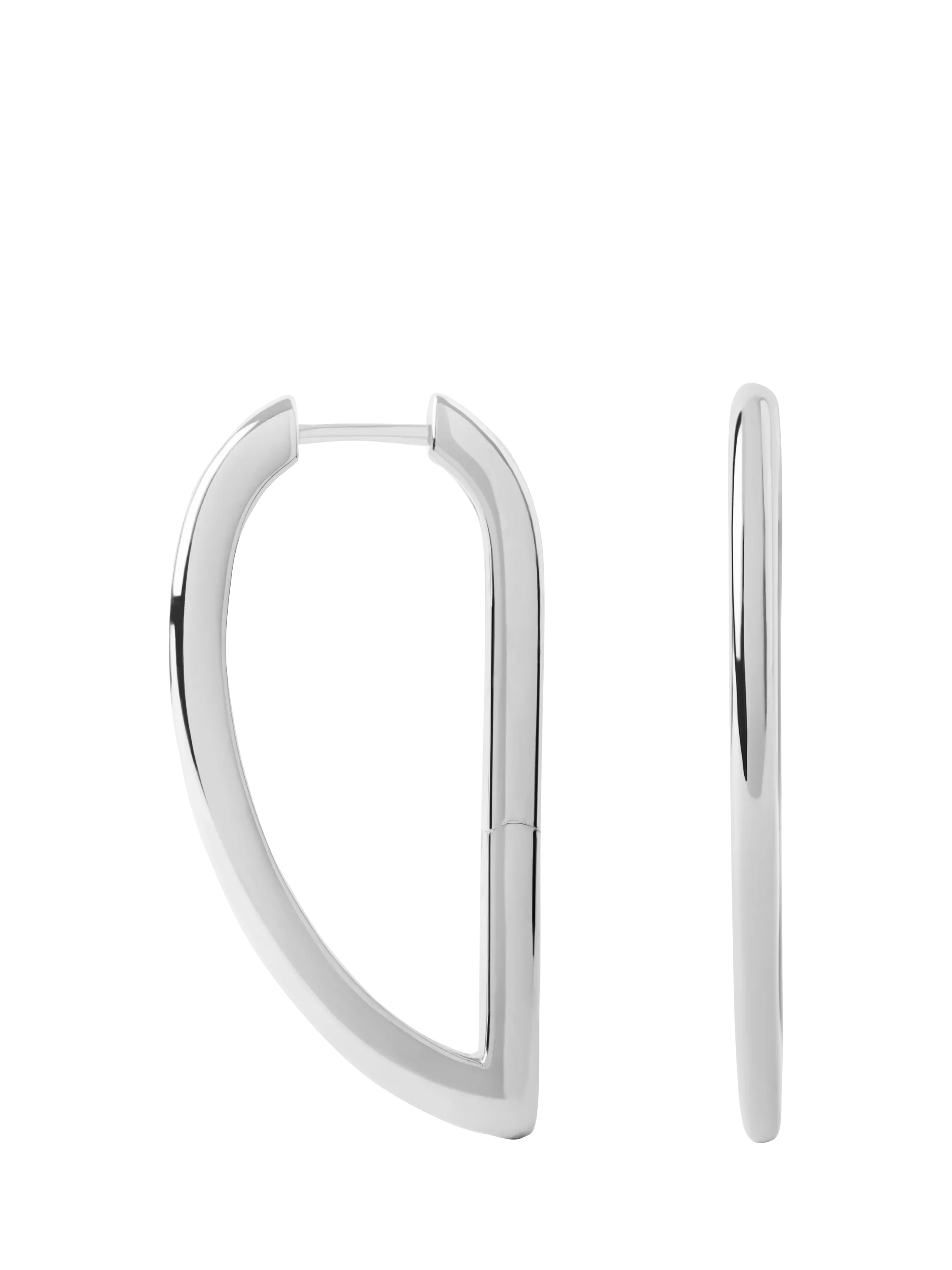 PDPAOLA Vento geometric hoop earrings rhodium plated - British product