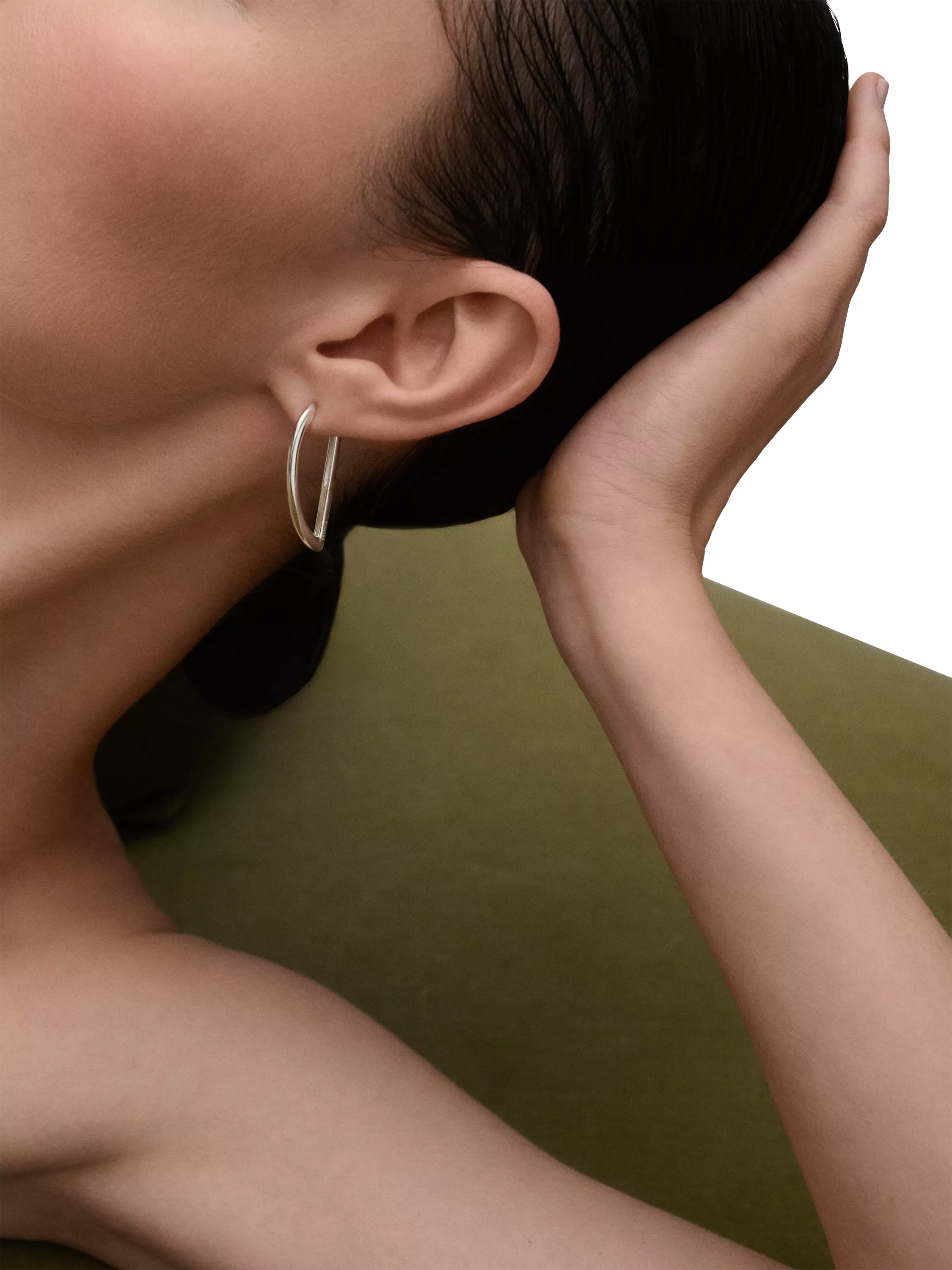 PDPAOLA Vento geometric hoop earrings rhodium plated - British product