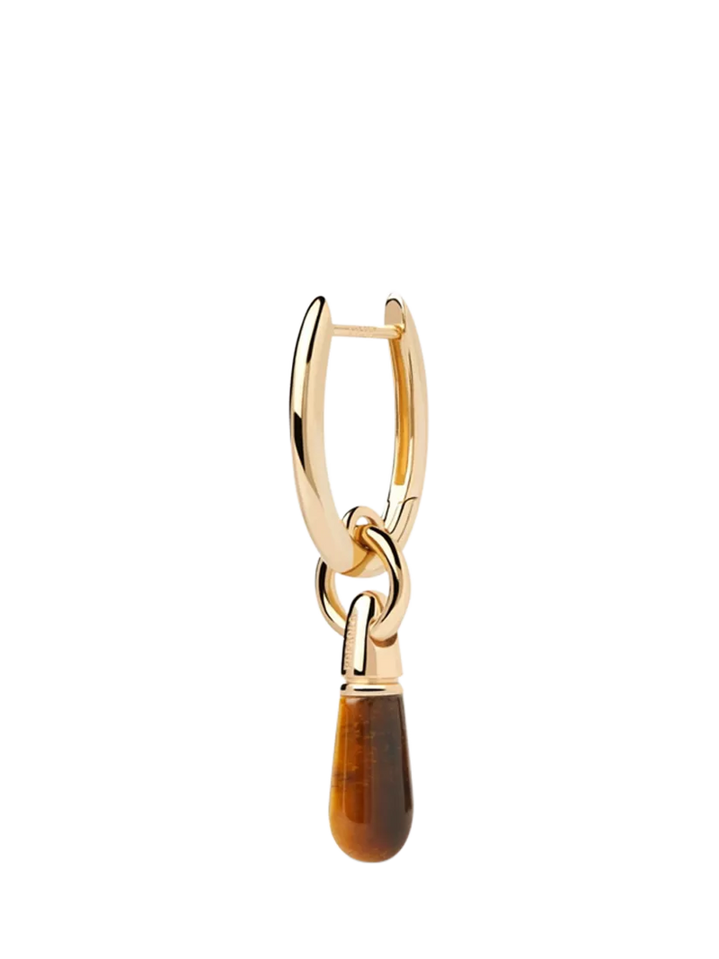 PDPAOLA Tiger Eye Jupiter Single Hoop Earring, Gold