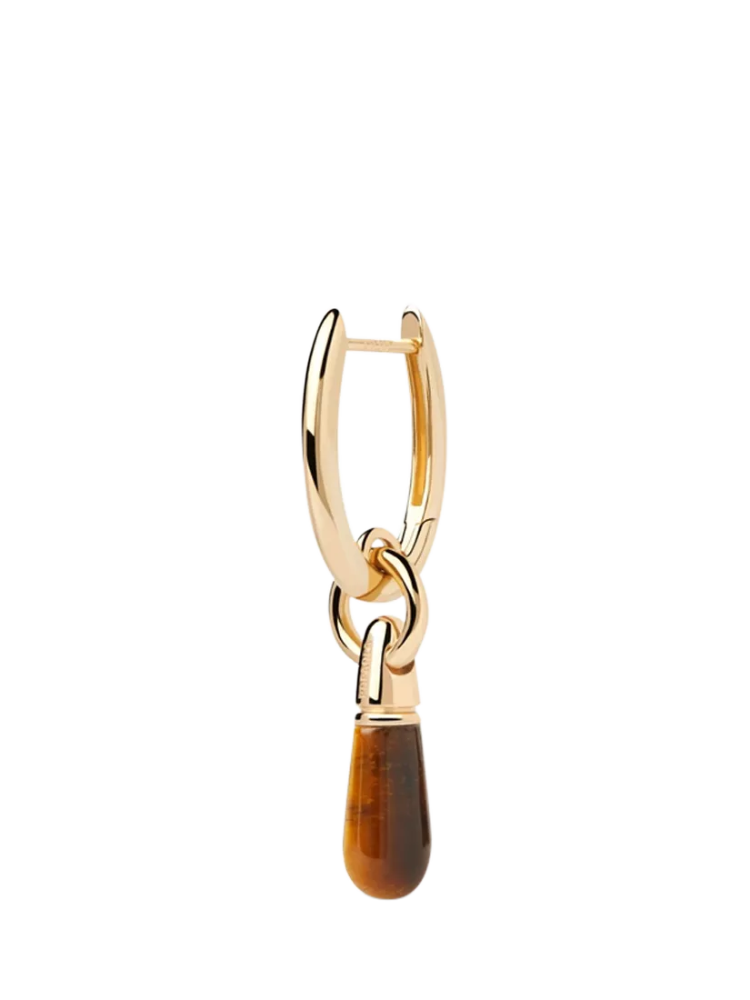 PDPAOLA Tiger Eye Jupiter Single Hoop Earring, Gold