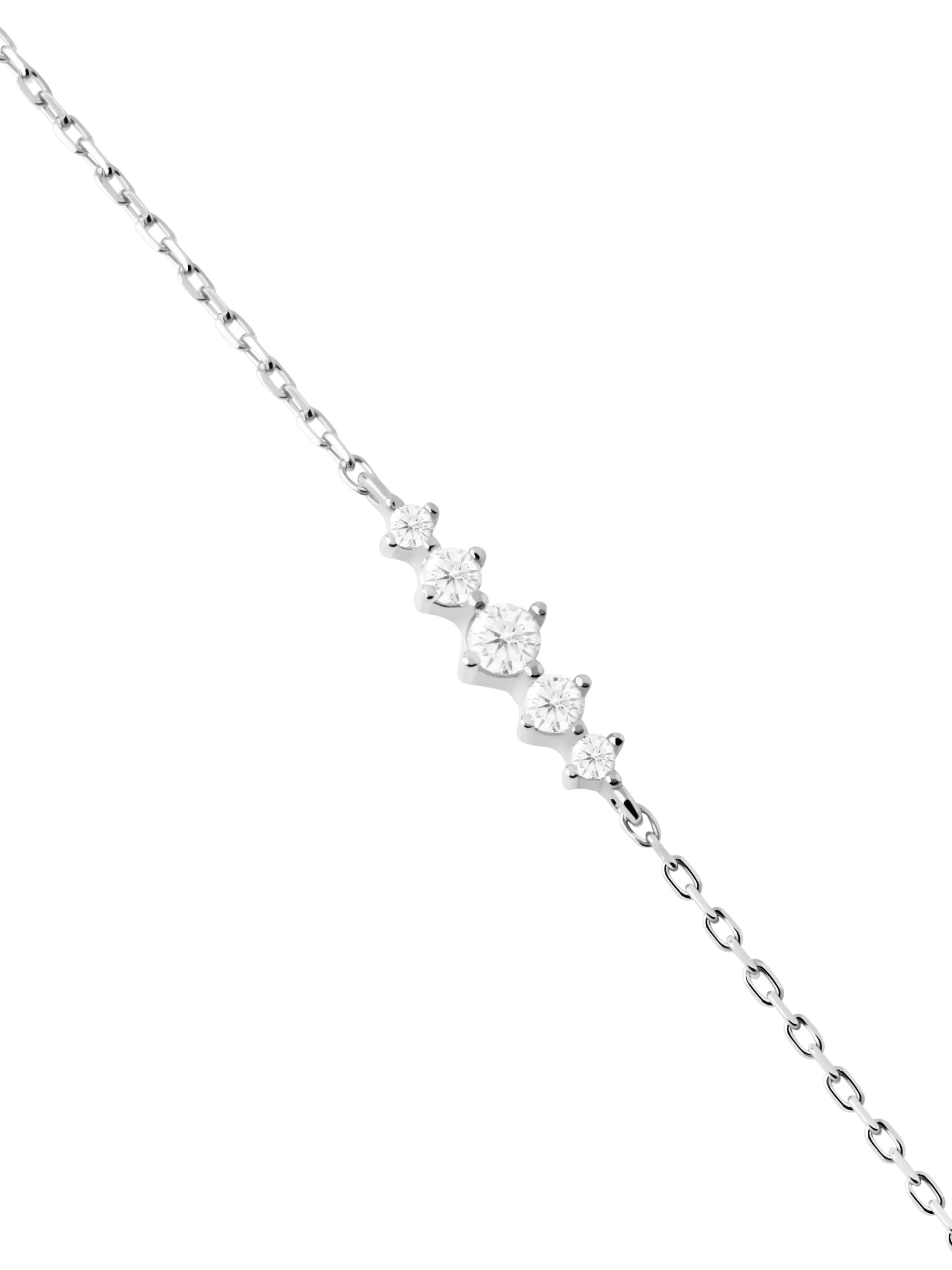 PDPAOLA cubic zirconia chain necklace rhodium silver, UK version