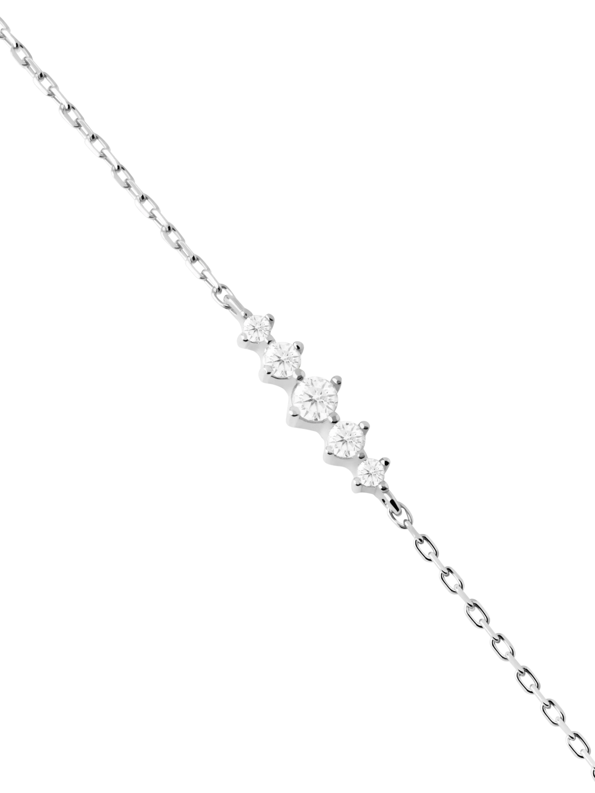 PDPAOLA cubic zirconia chain necklace rhodium silver, UK version