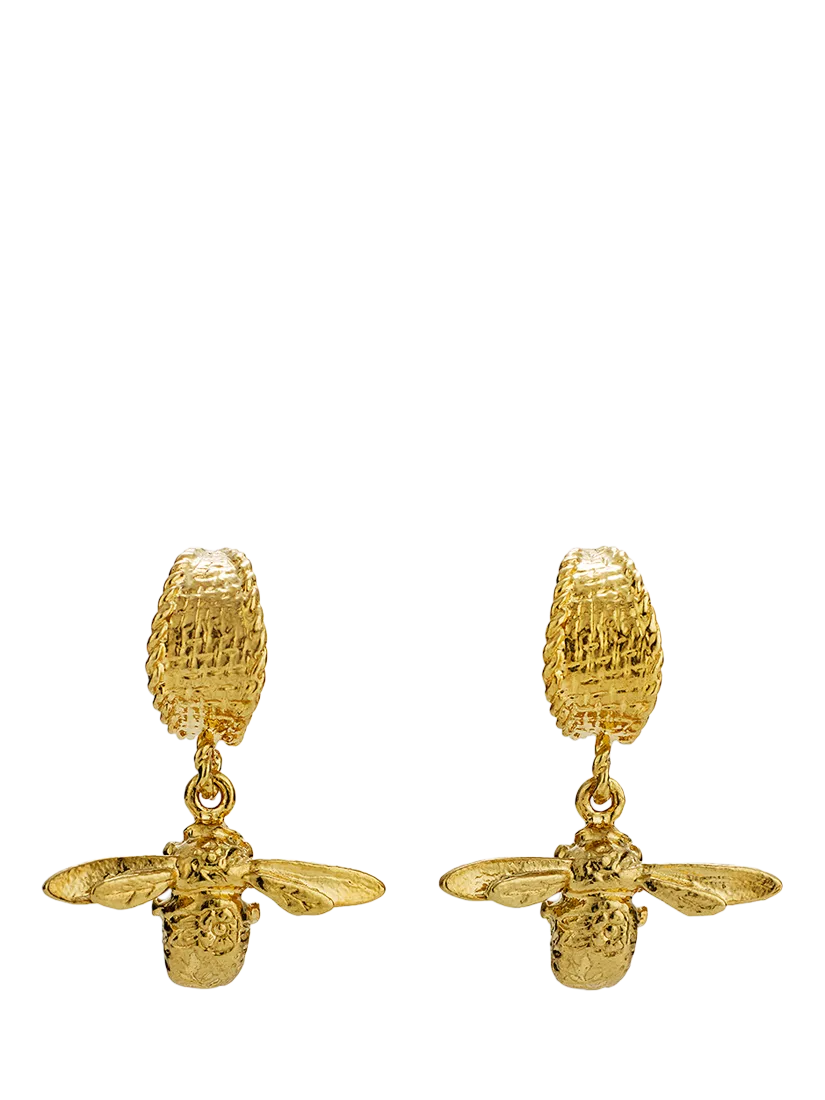 Alex Monroe bee drop huggie hoop earrings - British product