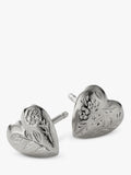 Alex Monroe floral heart stud earrings, silver (British brand)