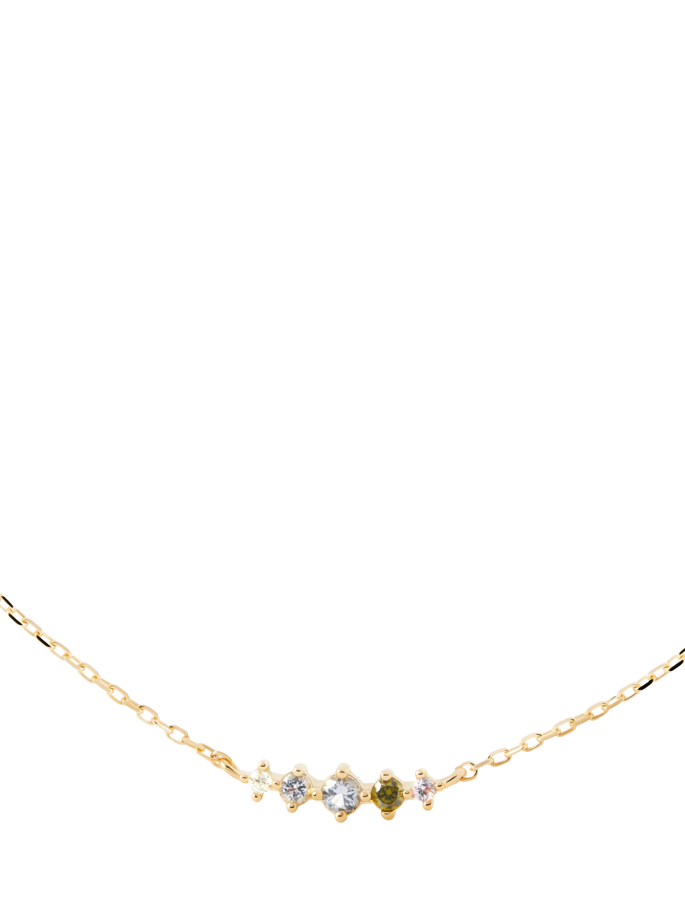 PDPAOLA Cubic Zirconia Chain Necklace, Gold Multi