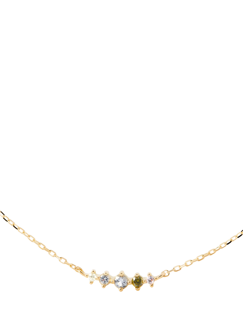 PDPAOLA Cubic Zirconia Chain Necklace, Gold Multi