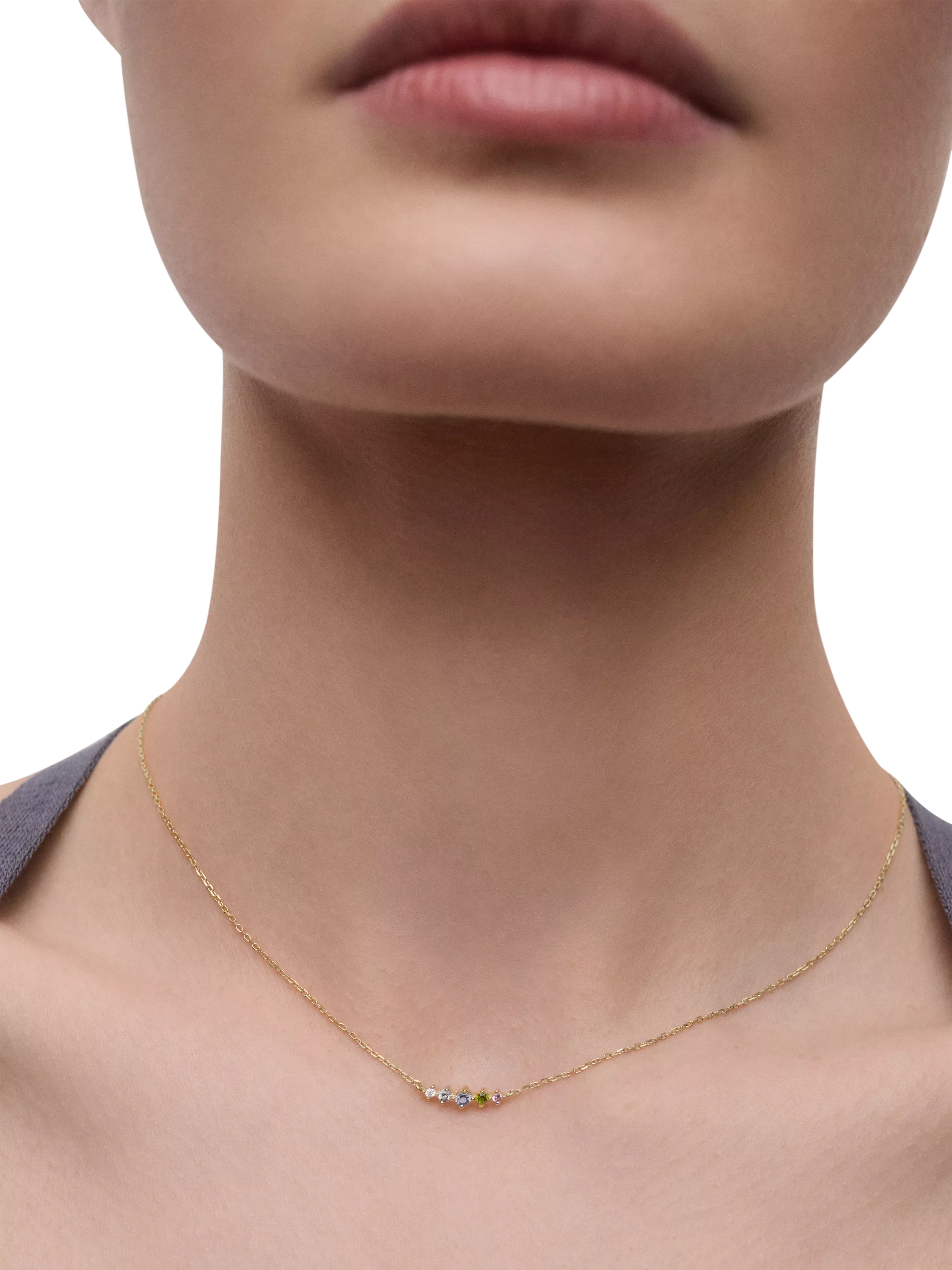 PDPAOLA cubic zirconia chain necklace gold multi 60cm, UK version