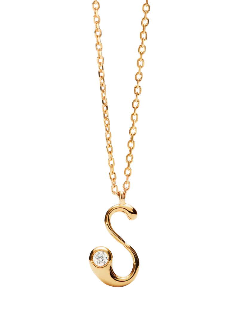 PDPAOLA Initial Pendant Necklace, Gold