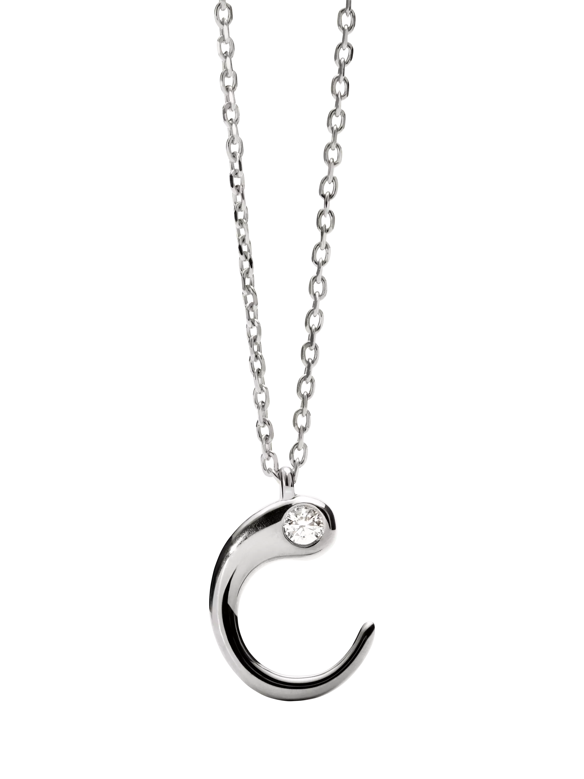 PDPAOLA Initial Pendant Necklace Rhodium 47.9cm