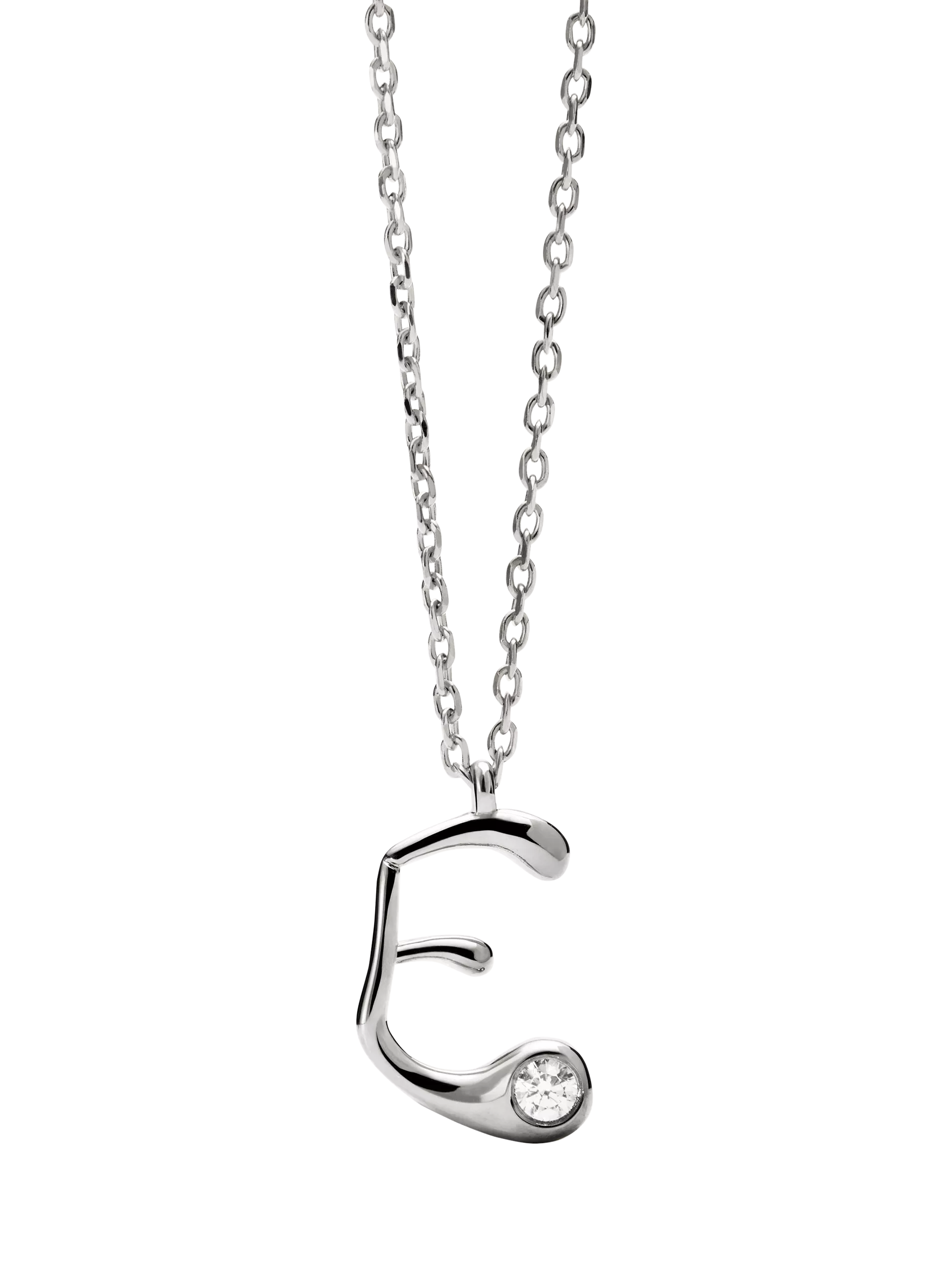 PDPAOLA Initial Pendant Necklace Rhodium 47.9cm