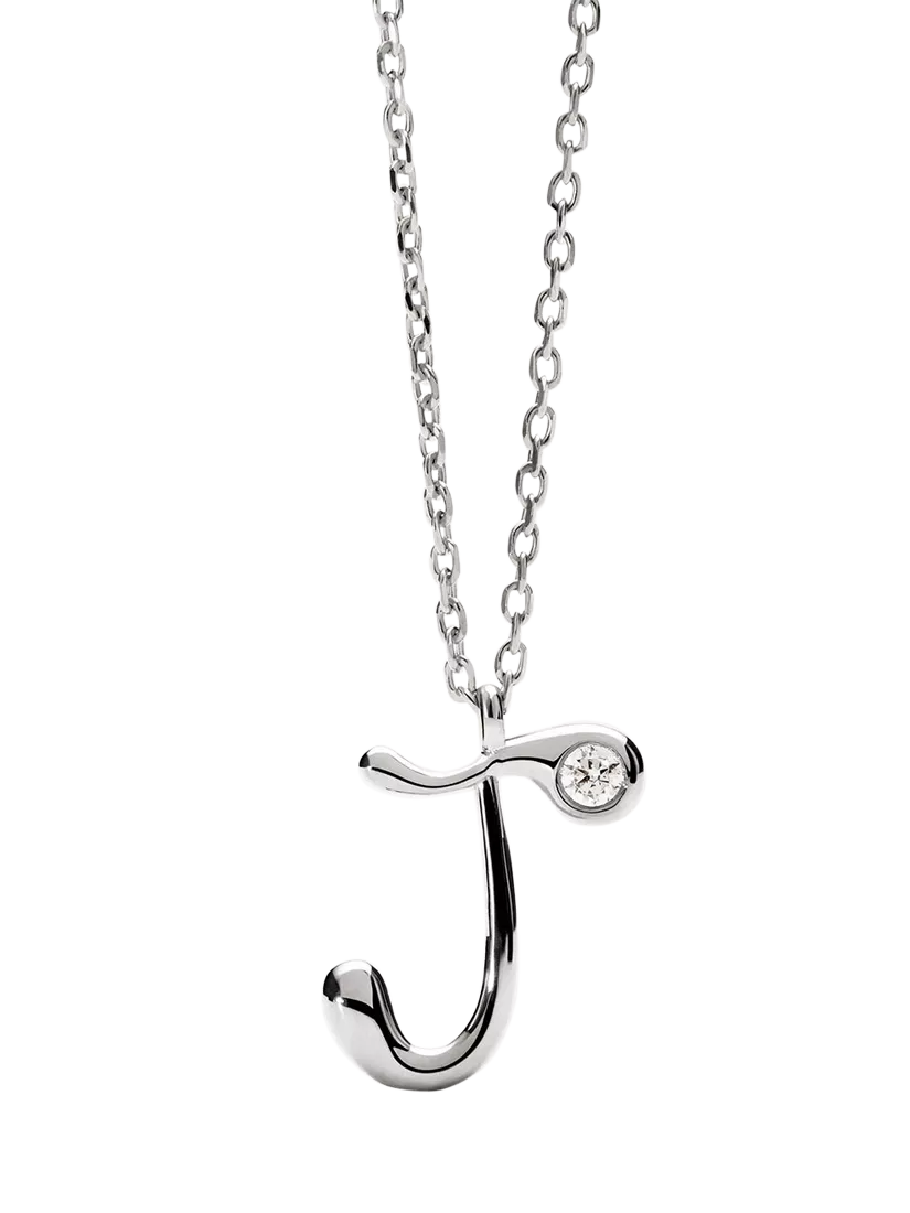 PDPAOLA Initial Pendant Necklace Rhodium 47.9cm