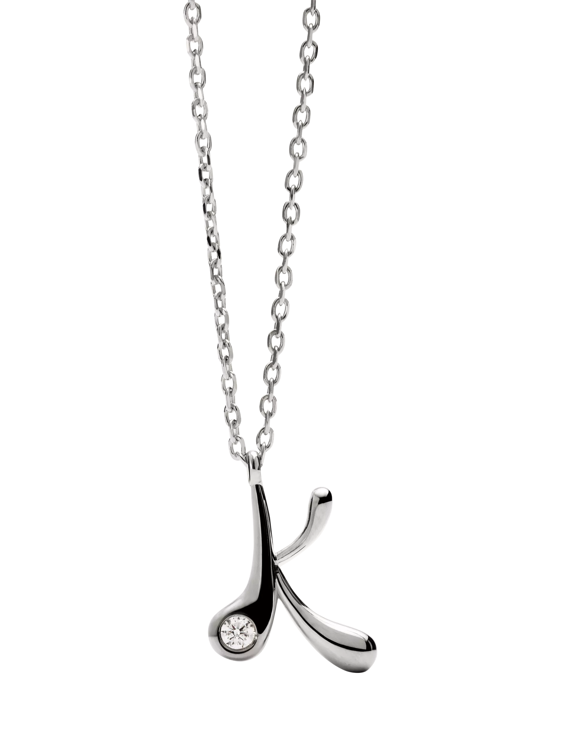 PDPAOLA Initial Pendant Necklace Rhodium 47.9cm