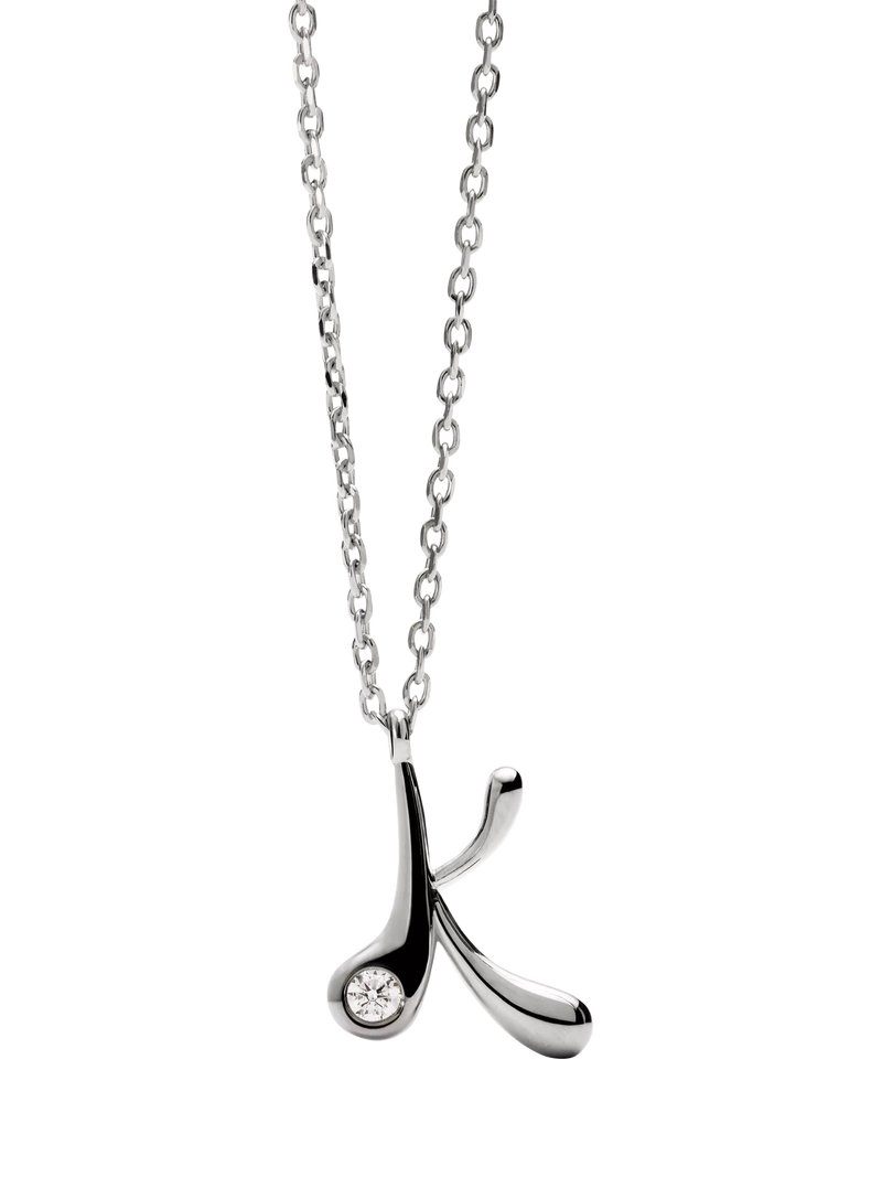 PDPAOLA Initial Pendant Necklace Rhodium 47.9cm