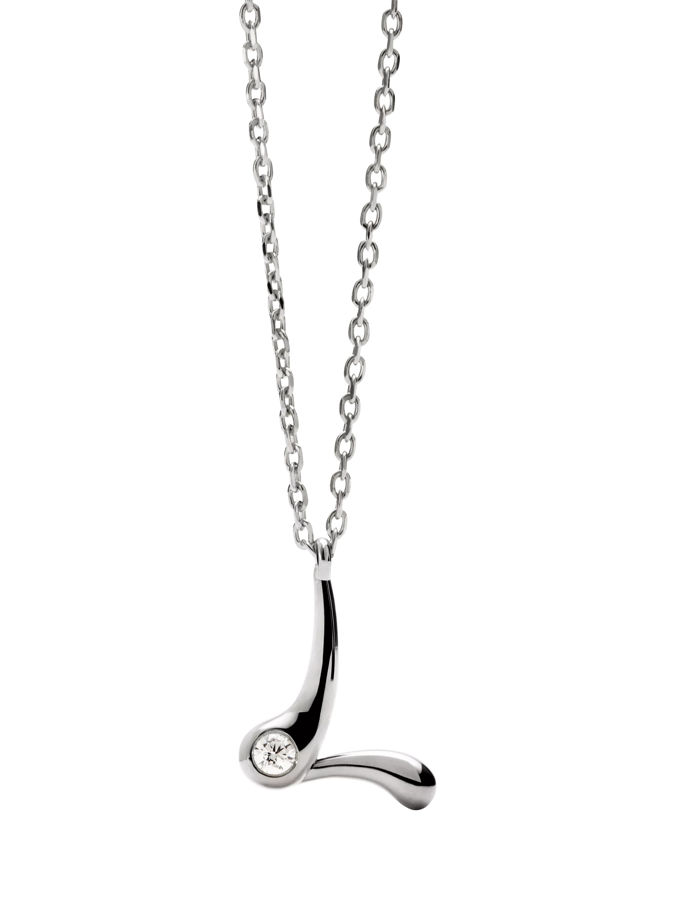 PDPAOLA Initial Pendant Necklace Rhodium 47.9cm
