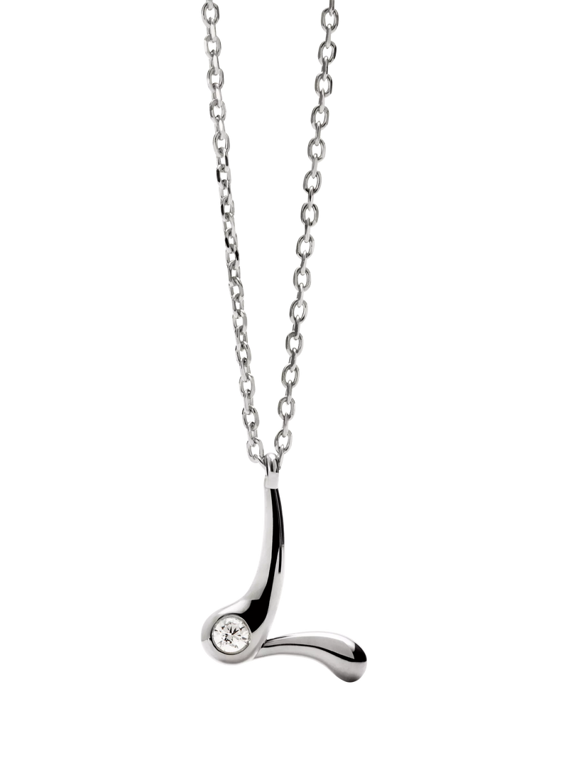 PDPAOLA Initial Pendant Necklace Rhodium 47.9cm
