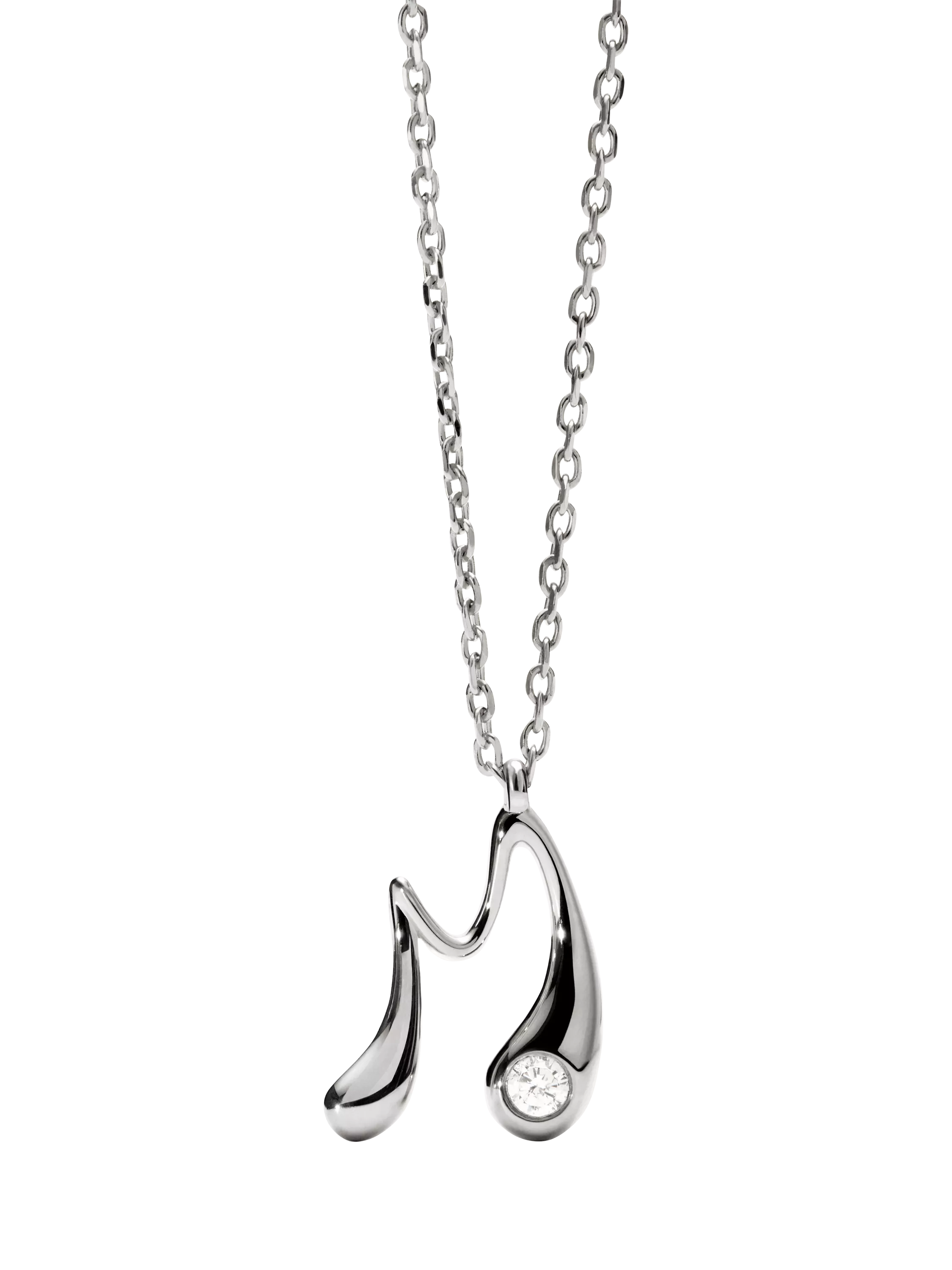 PDPAOLA Initial Pendant Necklace Rhodium 47.9cm