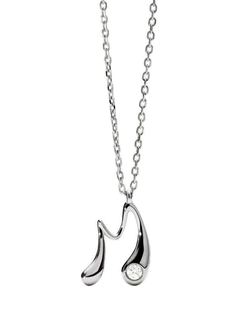 PDPAOLA Initial Pendant Necklace Rhodium 47.9cm