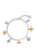 Alex Monroe mixed metal charm bracelet in sterling silver, UK version