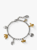 Alex Monroe mixed metal charm bracelet in sterling silver, UK version