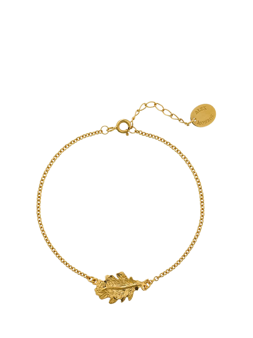 Alex Monroe oak leaf chain bracelet yellow gold - British product