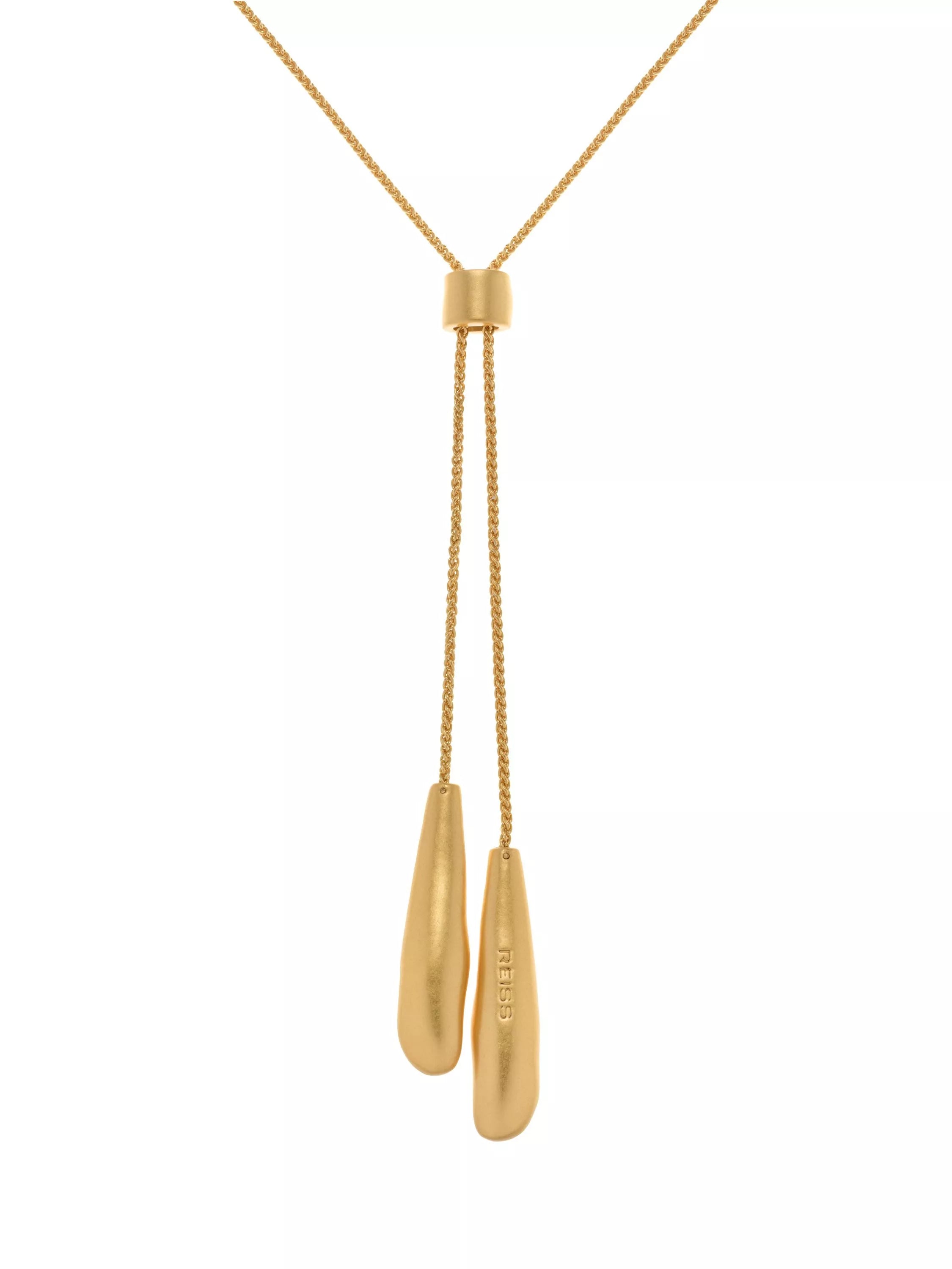 Reiss Tova Tumbled Lariat Necklace in gold, UK version