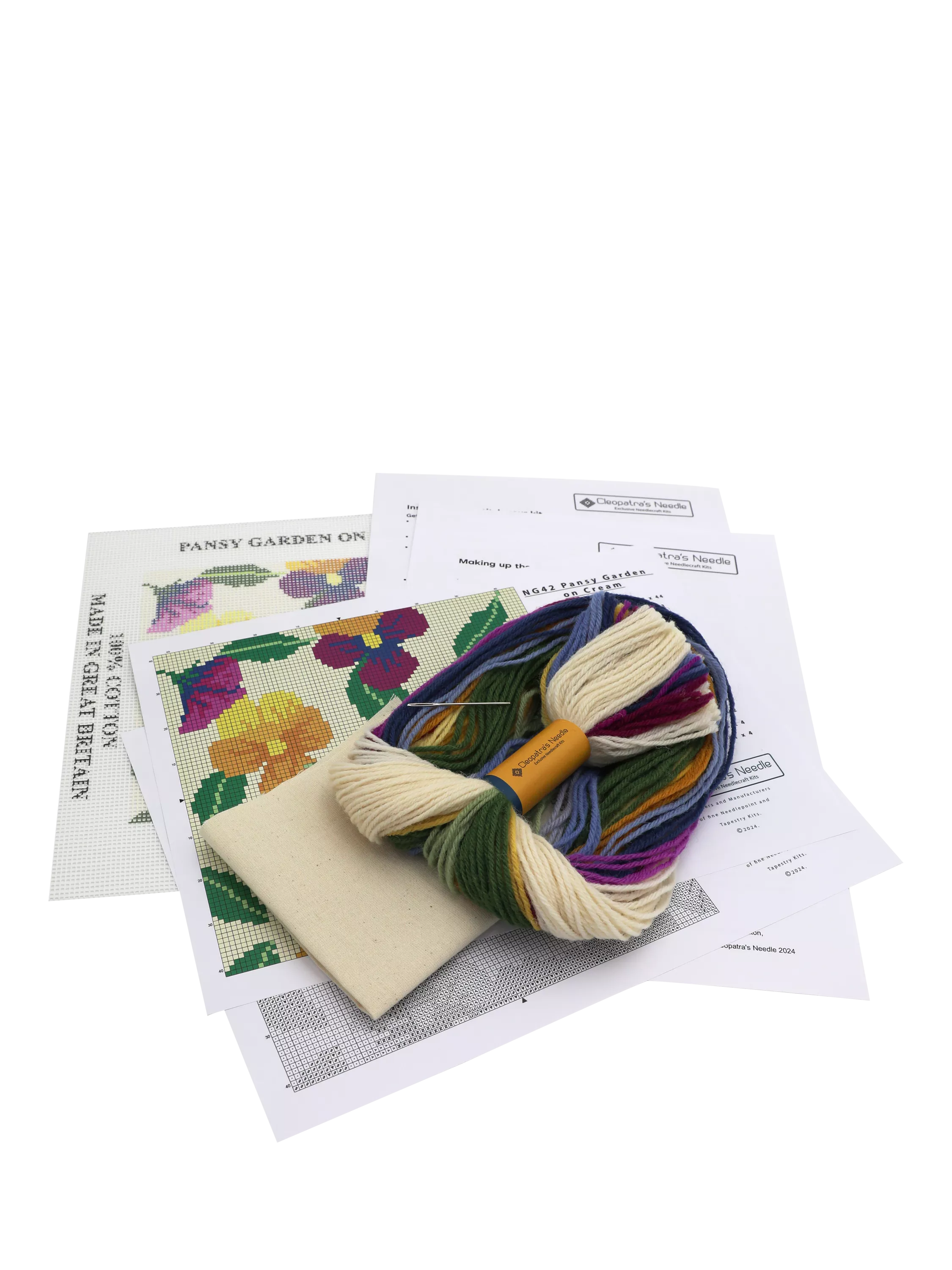 Cleopatra's Needle pansy garden tapestry kit 18x17cm, imported from the UK