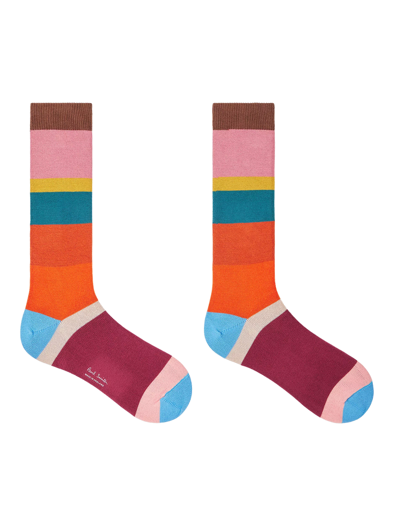 Paul Smith stripe crew socks in cotton blend - British product