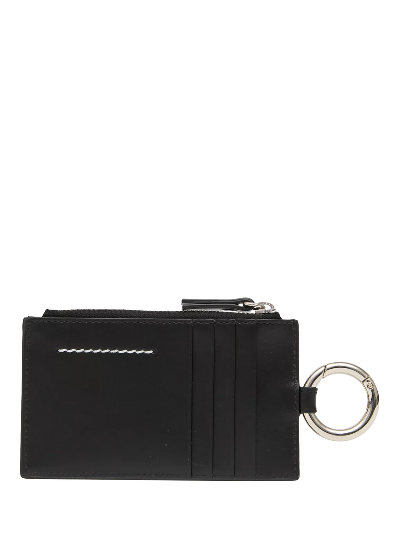 MM6 Maison Margiela black leather zip wallet, imported from the UK