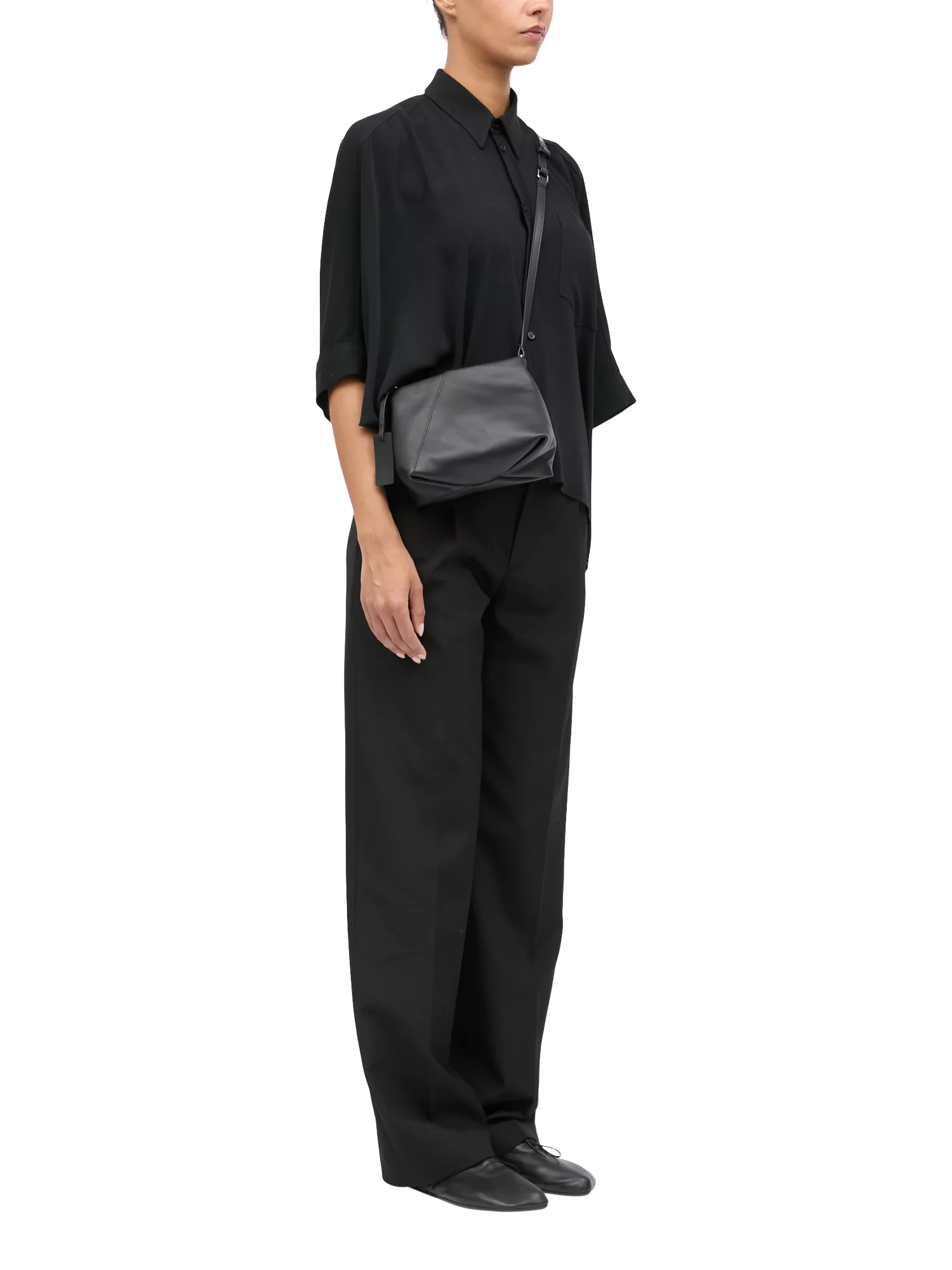 MM6 Maison Margiela black folded leather shoulder bag - British product