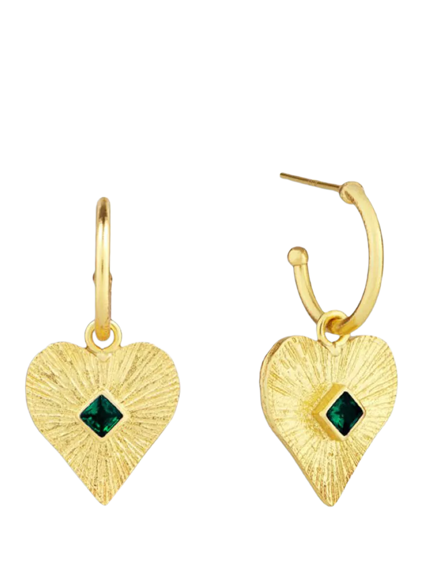 Ottoman Hands Heart Drop Charm Earrings