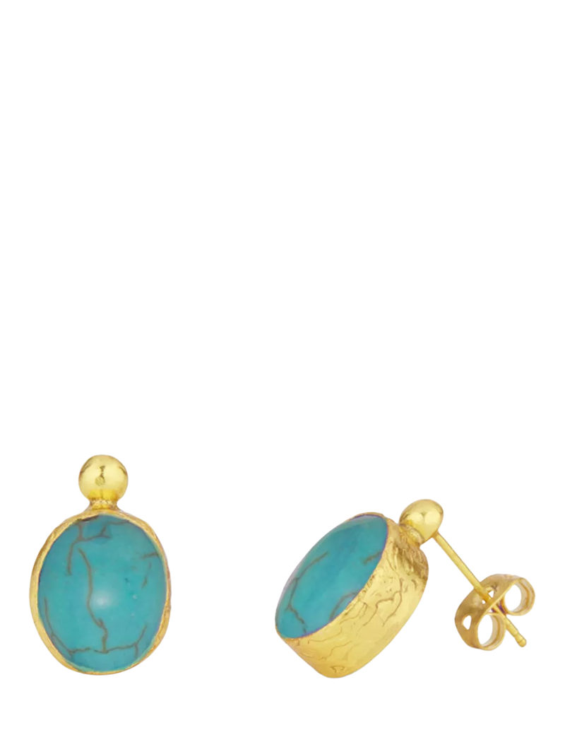 Ottoman Hands gold plated turquoise stud earrings (British brand)