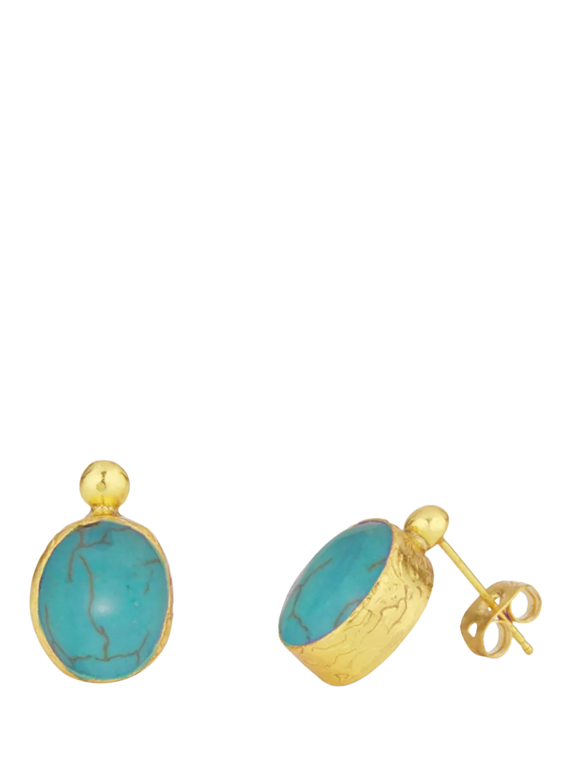 Ottoman Hands gold plated turquoise stud earrings (British brand)